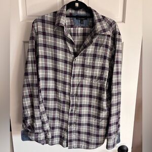 Banana Republic Gray Red Plaid Shirt Size Large | Men's Casual Button Down